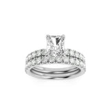 2CTW Radiant Shaped Lab Grown Diamond (F/VS) Classic Accented Set With Band and Engagement Ring in 14K Gold