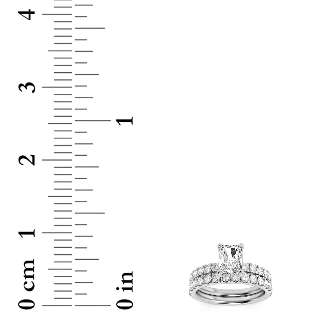 2CTW Radiant Shaped Lab Grown Diamond (F/VS) Classic Accented Set With Band and Engagement Ring in 14K Gold