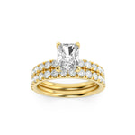 2CTW Radiant Shaped Lab Grown Diamond (F/VS) Classic Accented Set With Band and Engagement Ring in 14K Gold