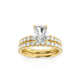 2CTW Radiant Shaped Lab Grown Diamond (F/VS) Classic Accented Set With Band and Engagement Ring in 14K Gold