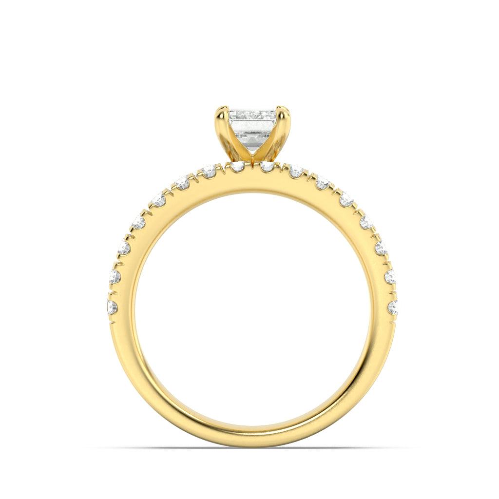 2CTW Radiant Shaped Lab Grown Diamond (F/VS) Classic Accented Set With Band and Engagement Ring in 14K Gold