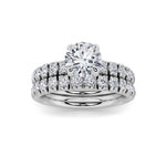 2CTW Round Shaped Lab Grown Diamond (F/VS) Classic Accented Set With Band and Engagement Ring in 14K Gold