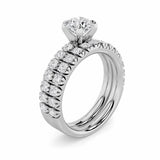 2CTW Round Shaped Lab Grown Diamond (F/VS) Classic Accented Set With Band and Engagement Ring in 14K Gold