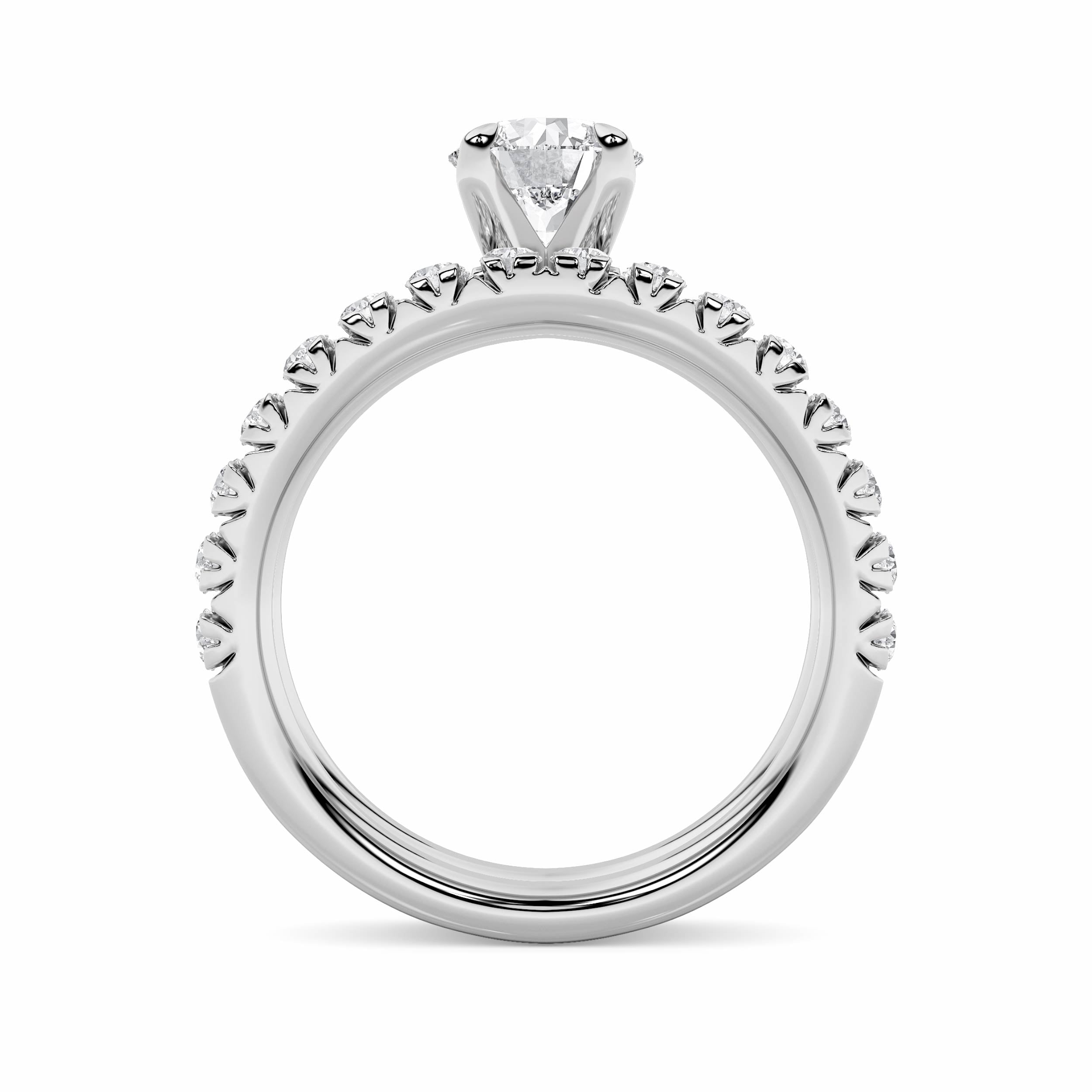2CTW Round Shaped Lab Grown Diamond (F/VS) Classic Accented Set With Band and Engagement Ring in 14K Gold