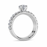 2CTW Round Shaped Lab Grown Diamond (F/VS) Classic Accented Set With Band and Engagement Ring in 14K Gold