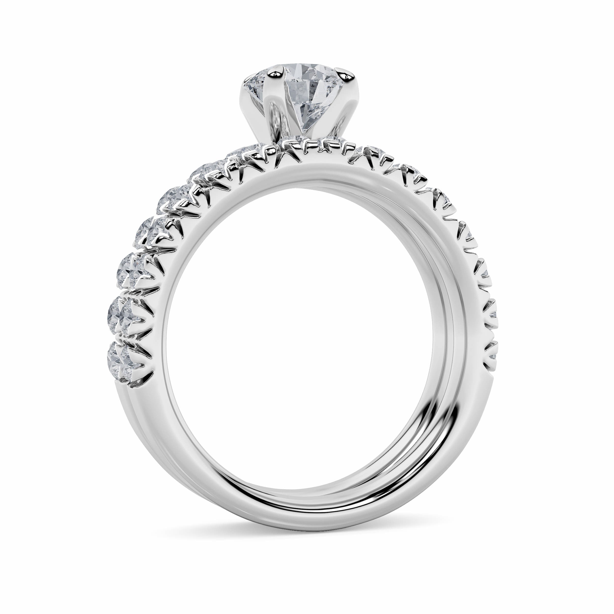 2CTW Round Shaped Lab Grown Diamond (F/VS) Classic Accented Set With Band and Engagement Ring in 14K Gold