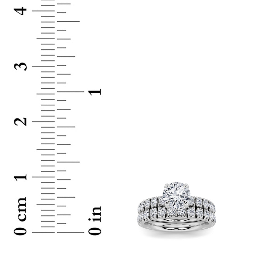2CTW Round Shaped Lab Grown Diamond (F/VS) Classic Accented Set With Band and Engagement Ring in 14K Gold