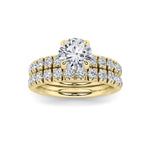 2CTW Round Shaped Lab Grown Diamond (F/VS) Classic Accented Set With Band and Engagement Ring in 14K Gold