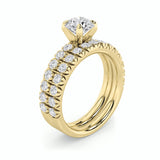 2CTW Round Shaped Lab Grown Diamond (F/VS) Classic Accented Set With Band and Engagement Ring in 14K Gold