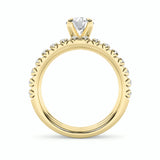 2CTW Round Shaped Lab Grown Diamond (F/VS) Classic Accented Set With Band and Engagement Ring in 14K Gold