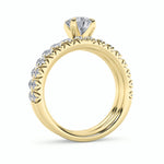 2CTW Round Shaped Lab Grown Diamond (F/VS) Classic Accented Set With Band and Engagement Ring in 14K Gold