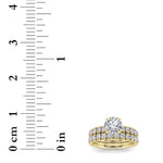 2CTW Round Shaped Lab Grown Diamond (F/VS) Classic Accented Set With Band and Engagement Ring in 14K Gold