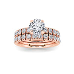 2CTW Round Shaped Lab Grown Diamond (F/VS) Classic Accented Set With Band and Engagement Ring in 14K Gold