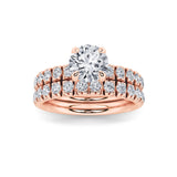 2CTW Round Shaped Lab Grown Diamond (F/VS) Classic Accented Set With Band and Engagement Ring in 14K Gold