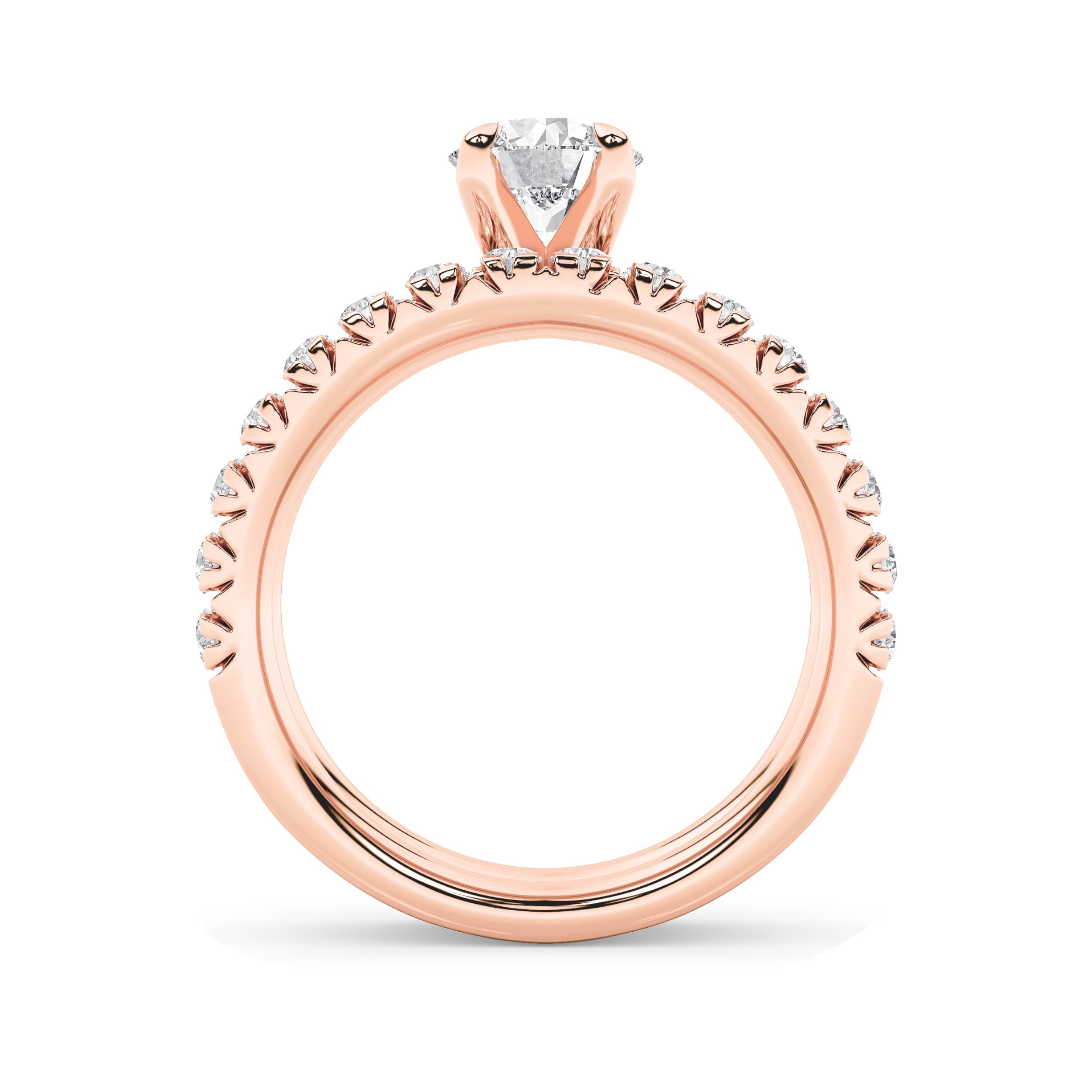 2CTW Round Shaped Lab Grown Diamond (F/VS) Classic Accented Set With Band and Engagement Ring in 14K Gold