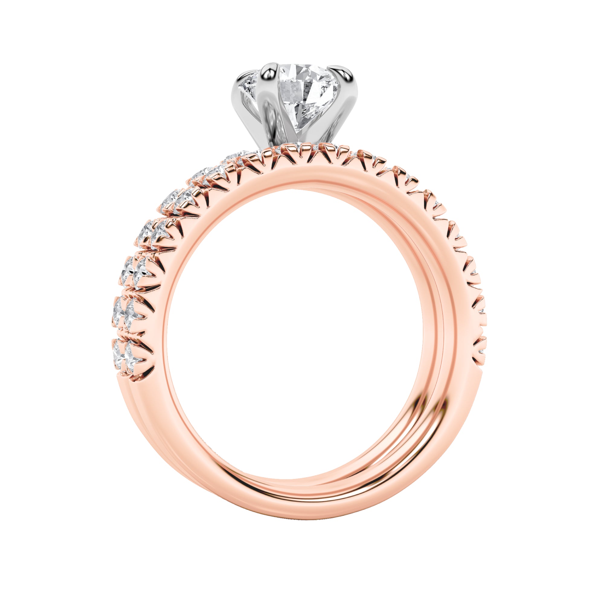 2CTW Round Shaped Lab Grown Diamond (F/VS) Classic Accented Set With Band and Engagement Ring in 14K Gold