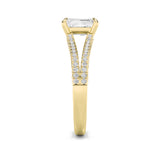 2CTW Emerald Shaped Lab Grown Diamond (F/VS) Split Shank Accented Engagement Ring in 14K Gold