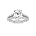 2CTW Oval Shaped Lab Grown Diamond (F/VS) Split Shank Accented Engagement Ring in 14K Gold