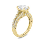 2CTW Oval Shaped Lab Grown Diamond (F/VS) Split Shank Accented Engagement Ring in 14K Gold