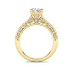 2CTW Oval Shaped Lab Grown Diamond (F/VS) Split Shank Accented Engagement Ring in 14K Gold