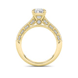 2CTW Oval Shaped Lab Grown Diamond (F/VS) Split Shank Accented Engagement Ring in 14K Gold