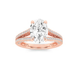 2CTW Oval Shaped Lab Grown Diamond (F/VS) Split Shank Accented Engagement Ring in 14K Gold