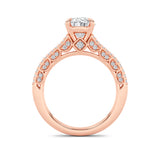 2CTW Oval Shaped Lab Grown Diamond (F/VS) Split Shank Accented Engagement Ring in 14K Gold