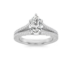 2CTW Pear Shaped Lab Grown Diamond (F/VS) Split Shank Accented Engagement Ring in 14K Gold