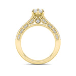 2CTW Pear Shaped Lab Grown Diamond (F/VS) Split Shank Accented Engagement Ring in 14K Gold