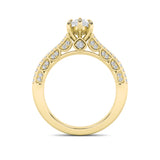 2CTW Pear Shaped Lab Grown Diamond (F/VS) Split Shank Accented Engagement Ring in 14K Gold