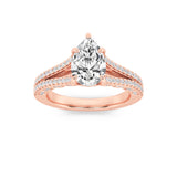 2CTW Pear Shaped Lab Grown Diamond (F/VS) Split Shank Accented Engagement Ring in 14K Gold