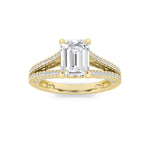 2CTW Radiant Shaped Lab Grown Diamond (F/VS) Split Shank Accented Engagement Ring in 14K Gold