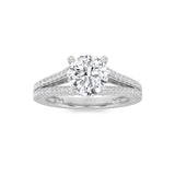 2CTW Round Shaped Lab Grown Diamond (F/VS) Split Shank Accented Engagement Ring in 14K Gold