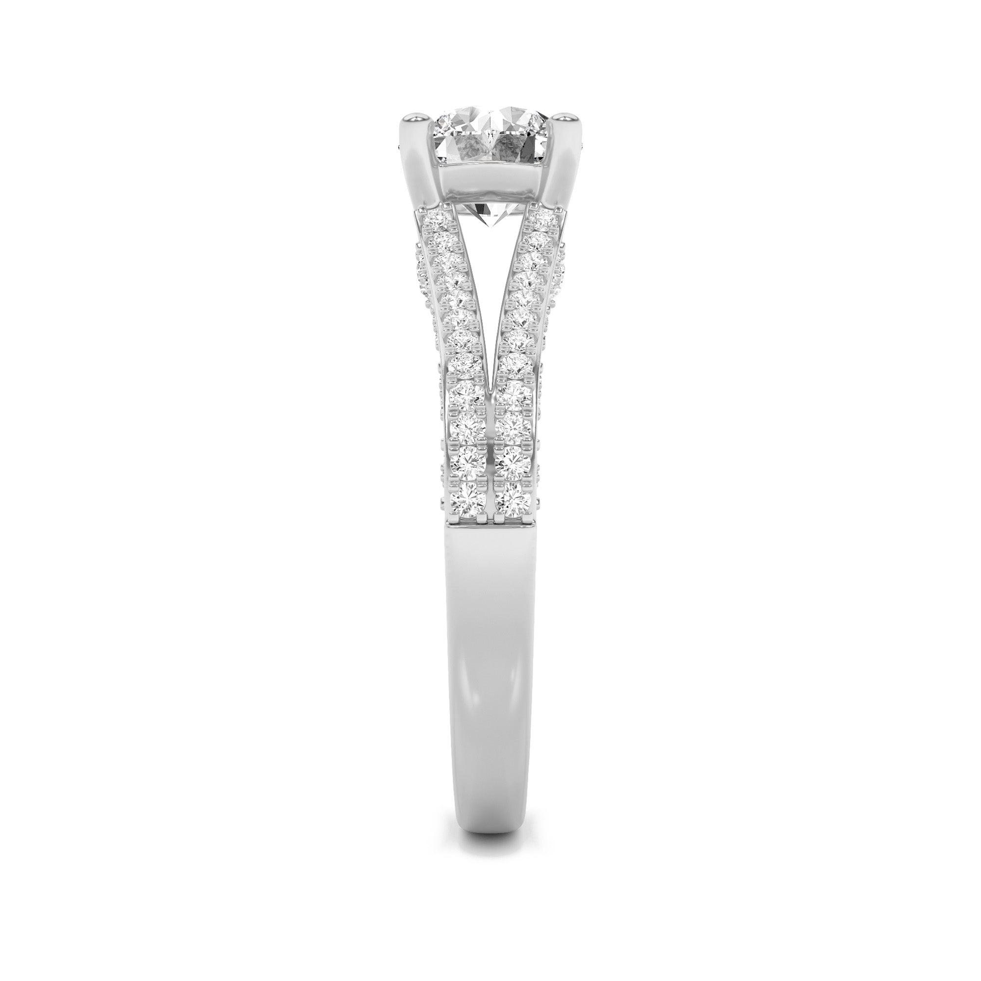 2CTW Round Shaped Lab Grown Diamond (F/VS) Split Shank Accented Engagement Ring in 14K Gold