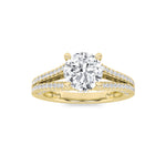 2CTW Round Shaped Lab Grown Diamond (F/VS) Split Shank Accented Engagement Ring in 14K Gold