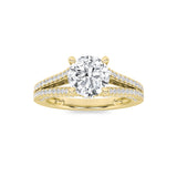 2CTW Round Shaped Lab Grown Diamond (F/VS) Split Shank Accented Engagement Ring in 14K Gold
