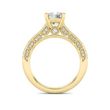 2CTW Round Shaped Lab Grown Diamond (F/VS) Split Shank Accented Engagement Ring in 14K Gold
