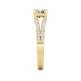 2CTW Round Shaped Lab Grown Diamond (F/VS) Split Shank Accented Engagement Ring in 14K Gold
