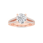 2CTW Round Shaped Lab Grown Diamond (F/VS) Split Shank Accented Engagement Ring in 14K Gold