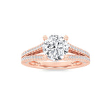 2CTW Round Shaped Lab Grown Diamond (F/VS) Split Shank Accented Engagement Ring in 14K Gold