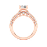 2CTW Round Shaped Lab Grown Diamond (F/VS) Split Shank Accented Engagement Ring in 14K Gold