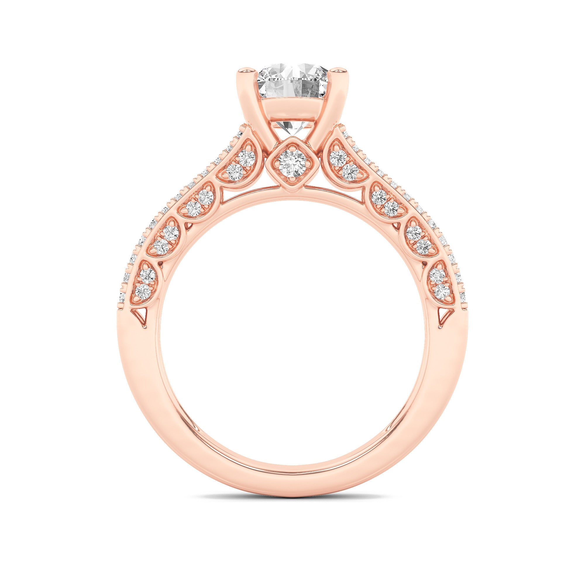 2CTW Round Shaped Lab Grown Diamond (F/VS) Split Shank Accented Engagement Ring in 14K Gold