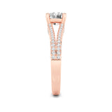 2CTW Round Shaped Lab Grown Diamond (F/VS) Split Shank Accented Engagement Ring in 14K Gold