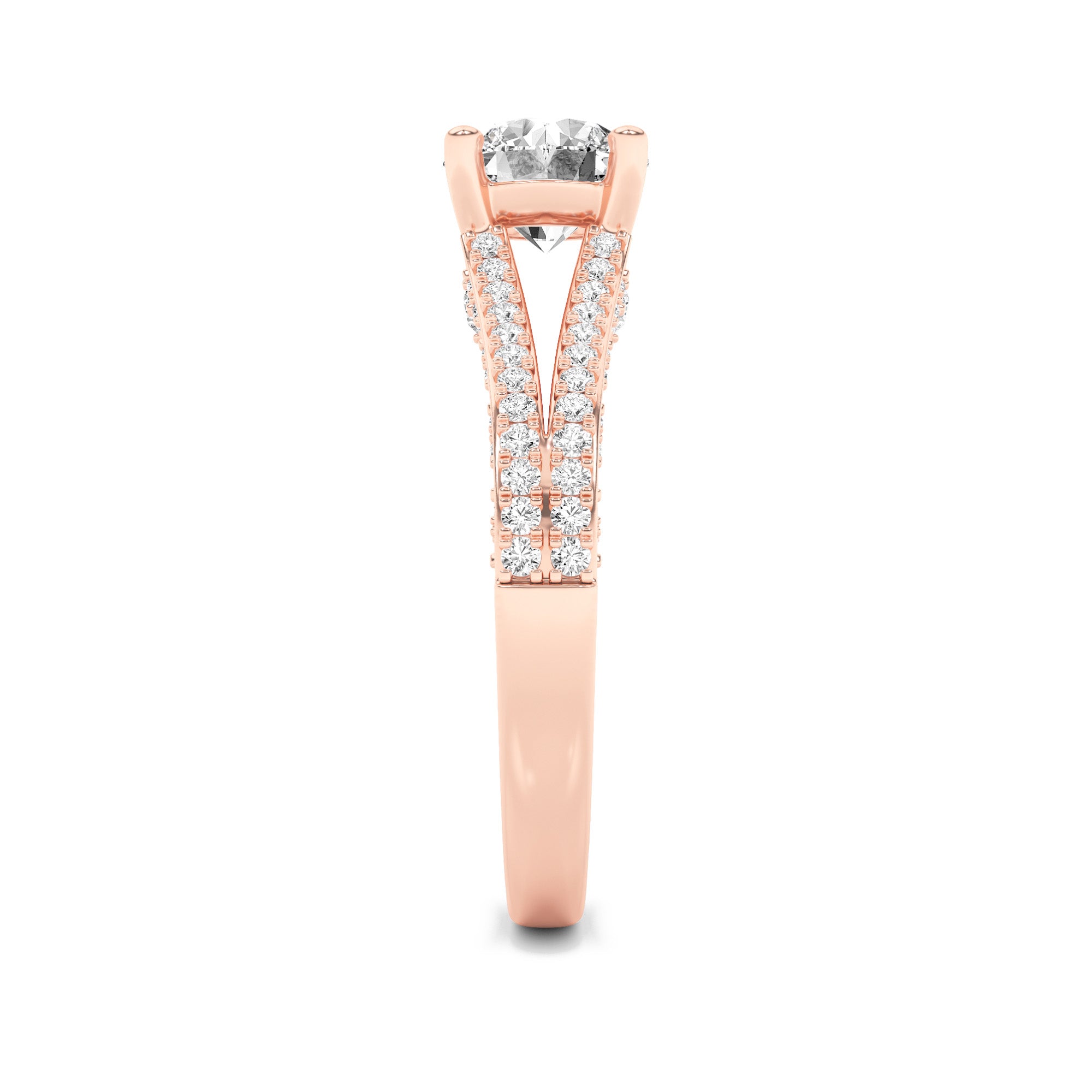 2CTW Round Shaped Lab Grown Diamond (F/VS) Split Shank Accented Engagement Ring in 14K Gold