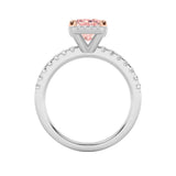 2CTW Emerald Shaped Lab Grown Diamond (F/VS) Halo Accented Engagement Ring in 14K Gold