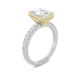 2CTW Emerald Shaped Lab Grown Diamond (F/VS) Halo Accented Engagement Ring in 14K Gold