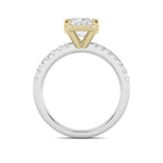 2CTW Emerald Shaped Lab Grown Diamond (F/VS) Halo Accented Engagement Ring in 14K Gold
