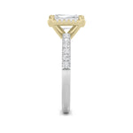 2CTW Emerald Shaped Lab Grown Diamond (F/VS) Halo Accented Engagement Ring in 14K Gold