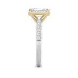2CTW Emerald Shaped Lab Grown Diamond (F/VS) Halo Accented Engagement Ring in 14K Gold