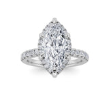 2CTW Marquise Shaped Lab Grown Diamond (F/VS) Halo Accented Engagement Ring in 14K Gold